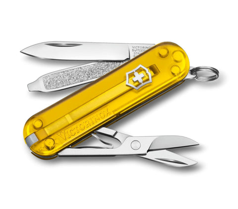 VICTORINOX | Classic SD Transparent 7 Functions Small Pocket Knives Tuscan Sun | 0.6223.T81G