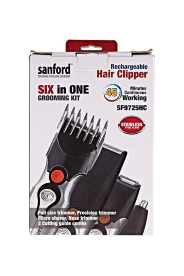 SANFORD | 6-in-1 Rechargeable Hair Clipper Black/Silver | SF9725HC BS