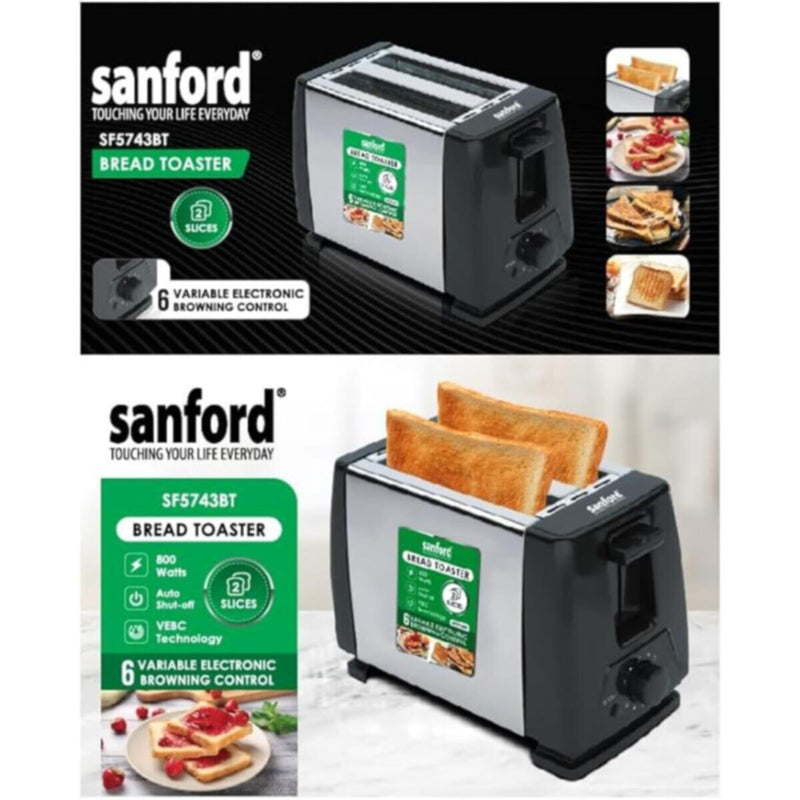 SANFORD | Bread Toaster 2 Slice 800 Watts | SF5743BT BS
