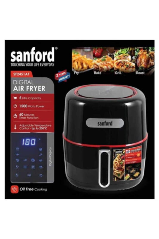 SANFORD | Digital Air Fryer With Double Pot 4.5 Litre Black | SF2451AF BS