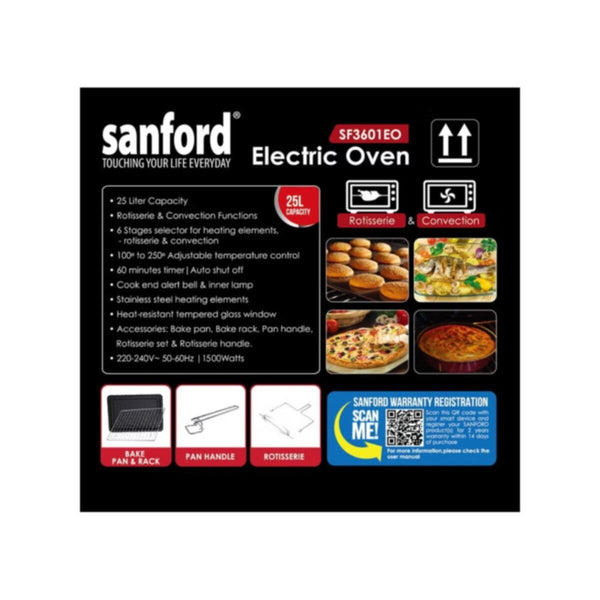 SANFORD | Electric Oven 25 Litre 1380 Watts | SF3601EO BS