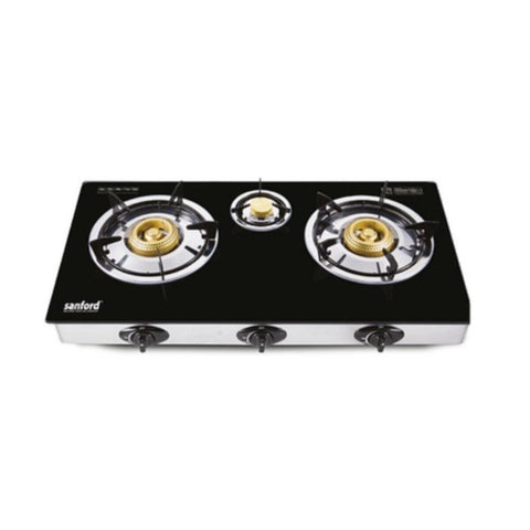SANFORD | Glass Gas Stove 3 Burner Black | SF5362GC 3B