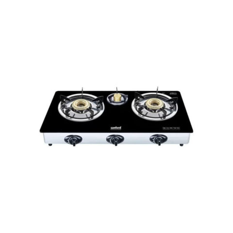 SANFORD | Glass Gas Stove 3 Burner Detachable Black | SF5326GC A
