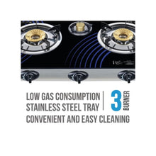 SANFORD | Glass Gas Stove 3 Burner Detachable Black | SF5326GC B