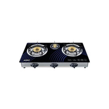 SANFORD | Glass Gas Stove 3 Burner Detachable Black | SF5326GC B