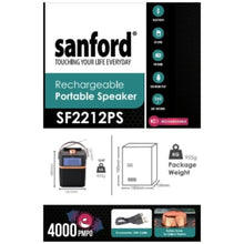 SANFORD | Rechargeable Portable Speaker Blue | SF2212PS