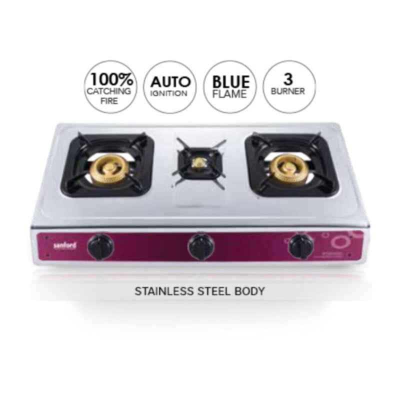 SANFORD | Stainless Steel Gas Stove 3 Burner With Flame Supervision Device | SF5354GC FSD