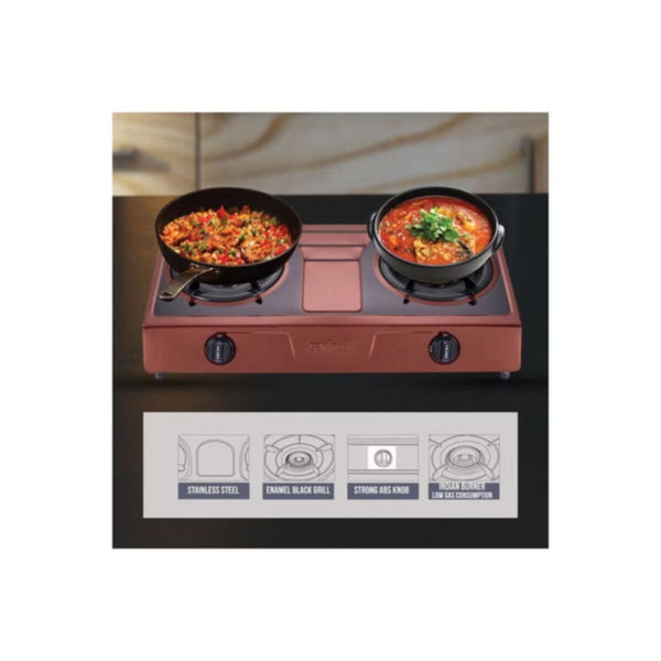 SANFORD | Stainless Steel Gas Stove Double Burner Red | SF5221GC B