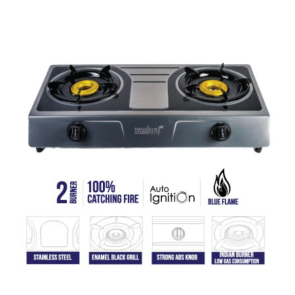 SANFORD | Stainless Steel Gas Stove Double Burner Silver | SF5221GC A