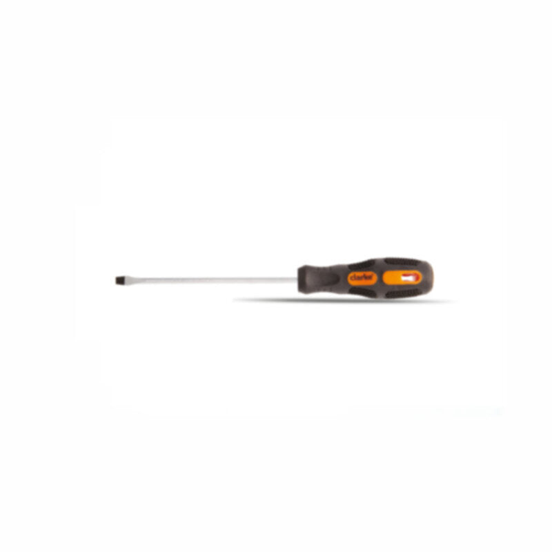 CLARKE | Screw Driver Flat 10 inch Magnetic Tip Chrome Plated with Orange/Black Soft Grip and Fibre Handle | SDF10FC