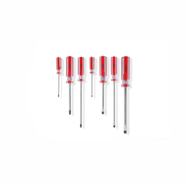 CLARKE | Screw Driver 7pcs Set Red Acetate heavy-duty handle with Magnetic Tip | SDSCL