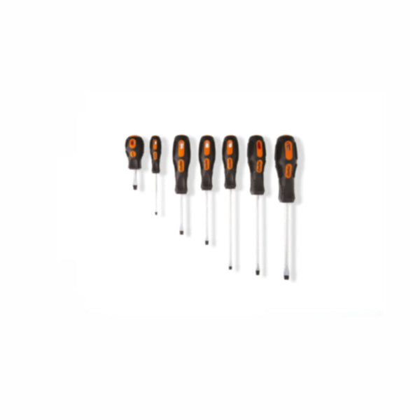 CLARKE | Screw Driver 7 pcs Set Flat Orange/Black Soft Grip Handle Chrome Plated & Magnetic Tip | SDSFC