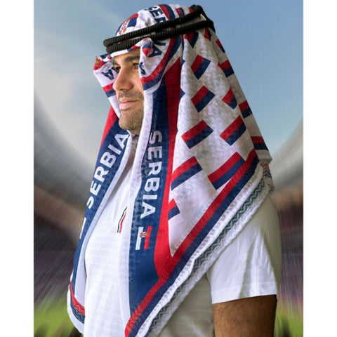Serbia | Football fan head gear Arabic Style - Ghutra and Egal setÂ |Â OneÂ size