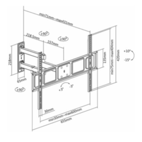 SKILL TECH | Ultra-Slim Low Profile Full-Motion Tv Wall Mount 37