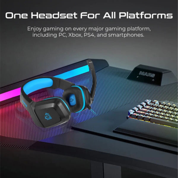 VERTUX | Ambient Noise Isolation Over-Ear Gaming Headset Blue | SHASTA.BLUE