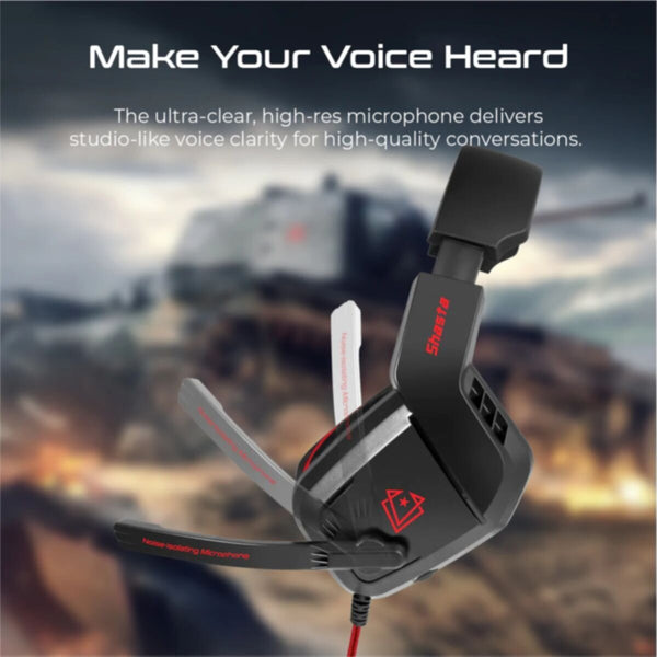 VERTUX | Ambient Noise Isolation Over-Ear Gaming Headset Red | SHASTA.RED