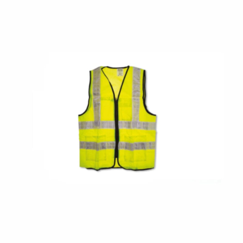 CLARKE | Polyester Safety Jacket Yellow Color 3 Pockets Size- Large With Zip Fastner & 2inch Reflective Tape  | SJYLC