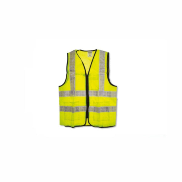 CLARKE | Polyester Safety Jacket Yellow Color 3 Pockets Size- XL With Zip Fastner & 2inch Reflective Tape  | SJYXLC