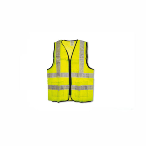CLARKE | Polyester Safety Jacket Yellow Color 3 Pockets Size- 2XL With Zip Fastner & 2inch Reflective Tape  | SJY2XLC