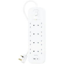 BELKIN | 8-Outlet Surge Protector 18W, Usb-A & Usb-C Ports, 2M Cord | SRB003ar2M