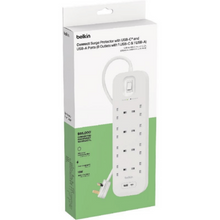 BELKIN | 8-Outlet Surge Protector 18W, Usb-A & Usb-C Ports, 2M Cord | SRB003ar2M