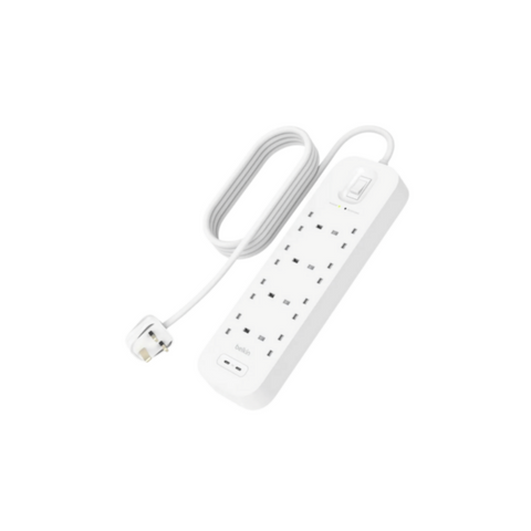 BELKIN | 8-Outlet Surge Protector 30W, Dual Usb-C Ports, 2M Cord | SRB004ar2M