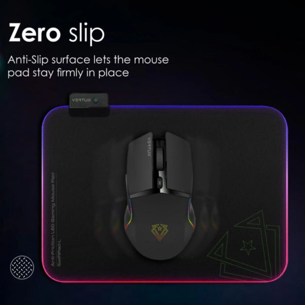 VERTUX | Game Immersion Smooth Scrolling RGB Foldable Anti- Friction Fabric LED Gaming Mouse Pad L | SWIFTPAD-L
