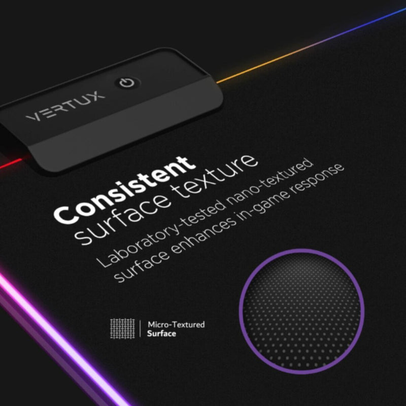 VERTUX | Game Immersion Smooth Scrolling RGB Foldable Anti- Friction Fabric LED Gaming Mouse Pad XL | SWIFTPAD-XL