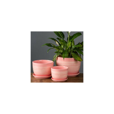 Table Ceramic Pot Suit for Plants 3-Piece Set | Pink