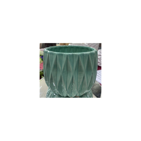 Table Ceramic Pot for Plants Single Pcs | 14.5x14.5x11.5CM | Green