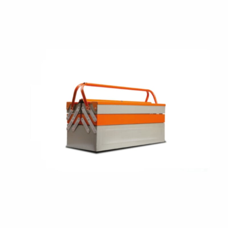 CLARKE | Metal Tool Box 5 tray, 5.2kg, 21 inch  Heavy Duty Orange & Silver Color with Anti-Finger Trap System | TB5HDC