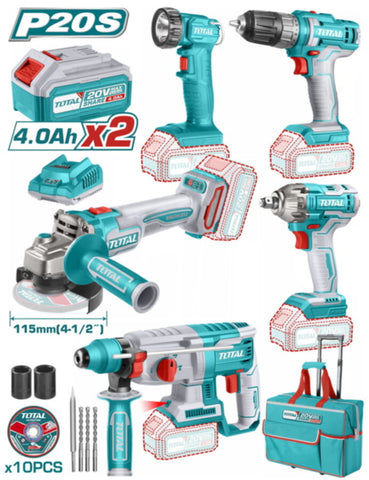 TOTAL | 5 Pcs Lithium-Ion industrial combo kit | TCKLI2019