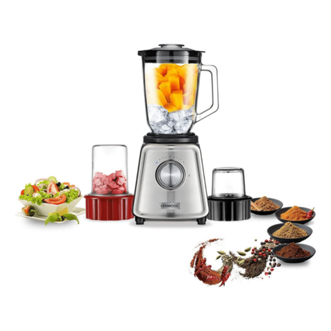 KENWOOD | Glass Blender 800W Smoothie Blender Cum Smoothie Maker 1.5L with Glass Grinder Mill BLP44.270SS Silver | 00C058220KEAS