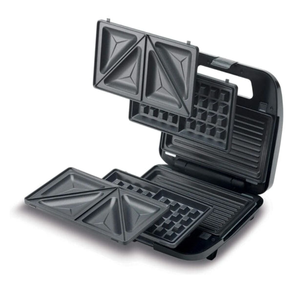 KENWOOD | 3 in 1 Sandwich Maker (Sandwich, Grill/griddle, Waffle) Black/Metal SMM02.000SI | TE0185657