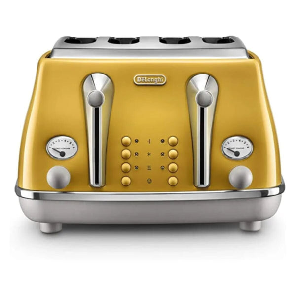 DELONGHI | Icona Capitals Yellow Vintage Style 4 Slice Toaster CTOC4003.Y | 230140056