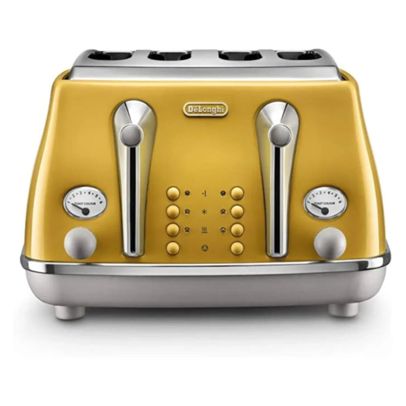DELONGHI | Icona Capitals Yellow Vintage Style 4 Slice Toaster CTOC4003.Y | 230140056