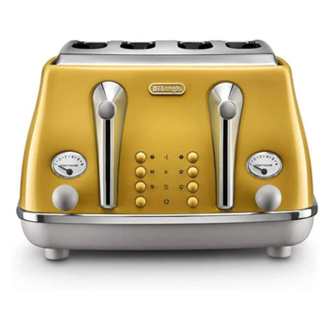 DELONGHI | Icona Capitals Yellow Vintage Style 4 Slice Toaster CTOC4003.Y | 230140056