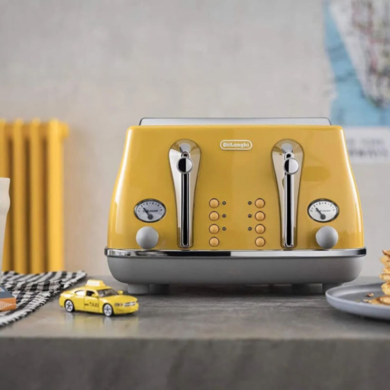 DELONGHI | Icona Capitals Yellow Vintage Style 4 Slice Toaster CTOC4003.Y | 230140056