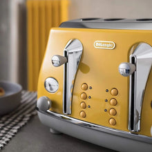 DELONGHI | Icona Capitals Yellow Vintage Style 4 Slice Toaster CTOC4003.Y | 230140056