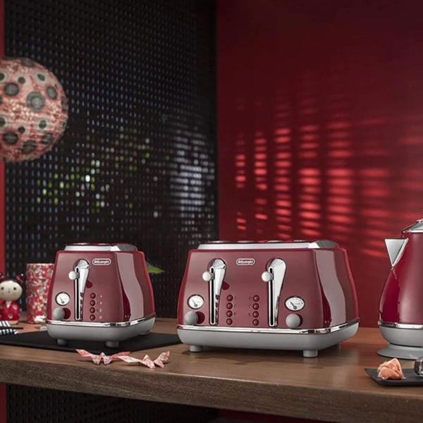 DELONGHI | Icona Capitals Red Vintage Style 4 Slice Toaster CTOC4003.R | 230140058