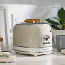 ARIETE | 155 Vintage Style 750W 2 Slice Toaster With Defrost Bagel And Reheat Cream/Beige | TE0185903