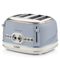 ARIETE | 156 Vintage Style 1500 Watt 4 Slice Toaster With Defrost Bagel And Reheat Blue | TE0185908