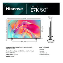 HISENSE | QLED U6 4K Smart TV 50 Inch E7K Series With Quantum Dot Colour, VIDAA Voice, Dolby Vision, Bluetooth And WiFi 50E7K Black| TE0207248