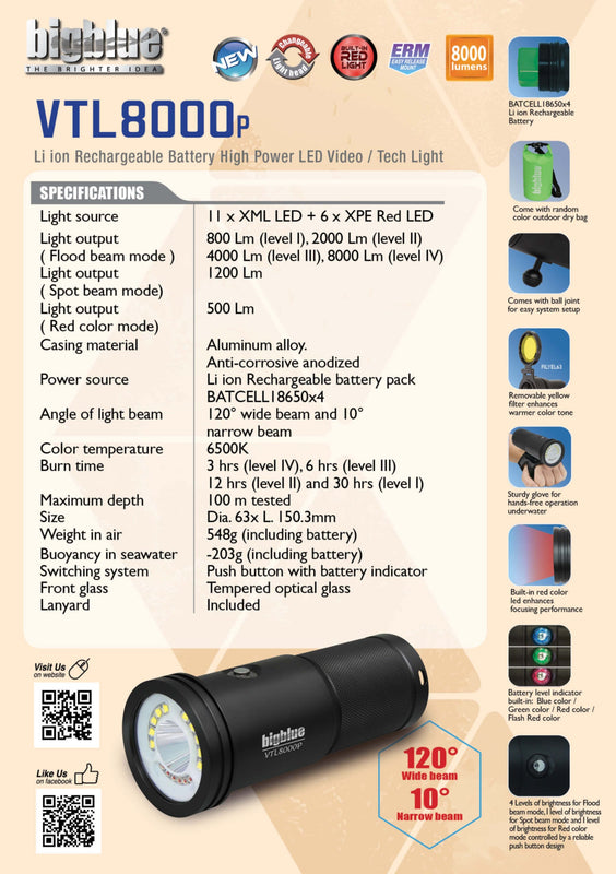 BIGBLUE | 8000-Lumen Dual-Beam Video & Tech Light | VTL8000P