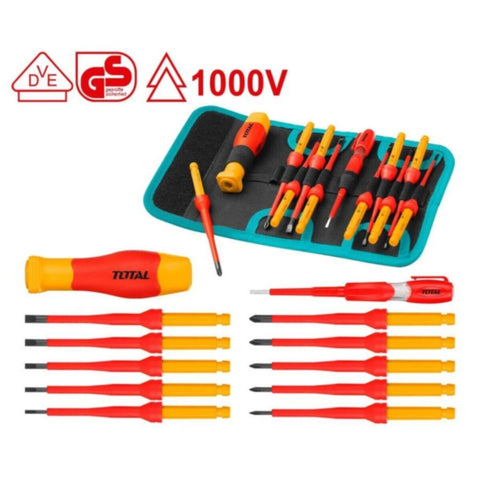 TOTAL | 12 Pcs Interchangeable Insulated Screwdriver Set | THKISD1201