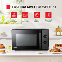 TOSHIBA | 25 Liters Microwave With Handle 800 Watts Black | MW3-MM25PE(BK)
