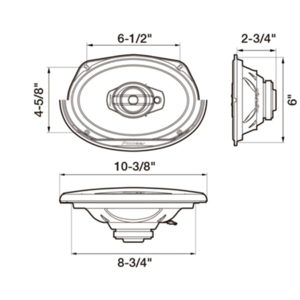 PIONEER | 6"x9"inch 3-Way 400W Max Power, IMPP Woofer Cone, 3/8" Tweeter, 2" Cone Midranger Car Speakers Pair | TS-G6930
