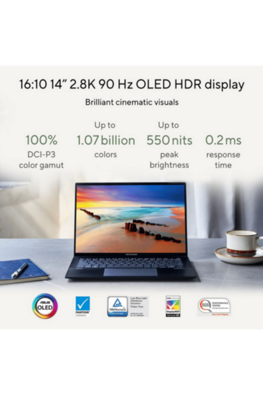 ASUS | Zenbook 14 OLED Laptop Ryzen 5 2.3GHz 8GB 512GB Win11 14inch OLED Black English/Arabic Keyboard Middle East Version | UM3402YA-OLED1R5W