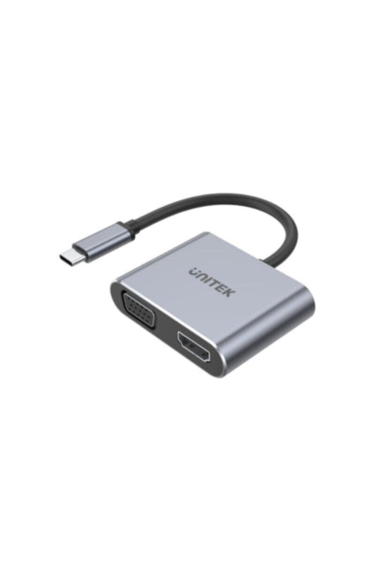 UNITEK | 4-in-1 USB Type-C Hub (HDMI 4K 60Hz + VGA + USB2.0 + USB-C PD 100W), Space Grey | D1049A