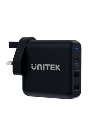 UNITEK | 60W USB -C PD QC3 3-Port Wall Charger UK Type, Black  | P1103A